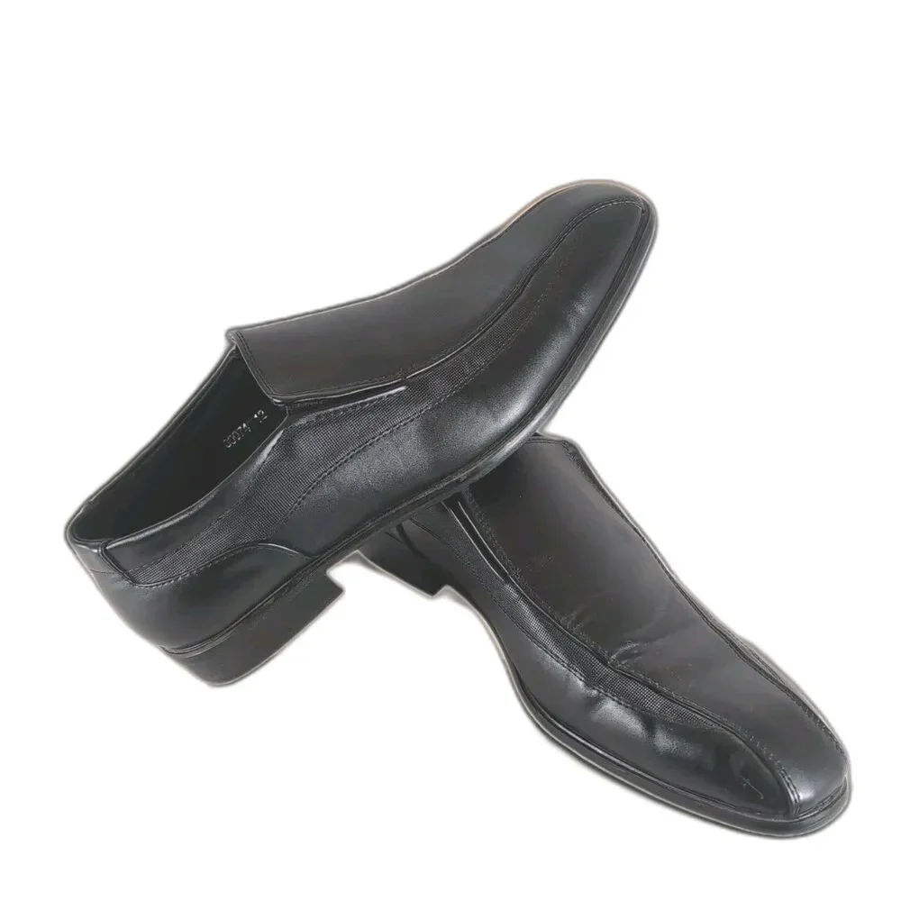 Marco Vitale Mens 12 Black Leather Loafers Slip On Dress Shoes 80074